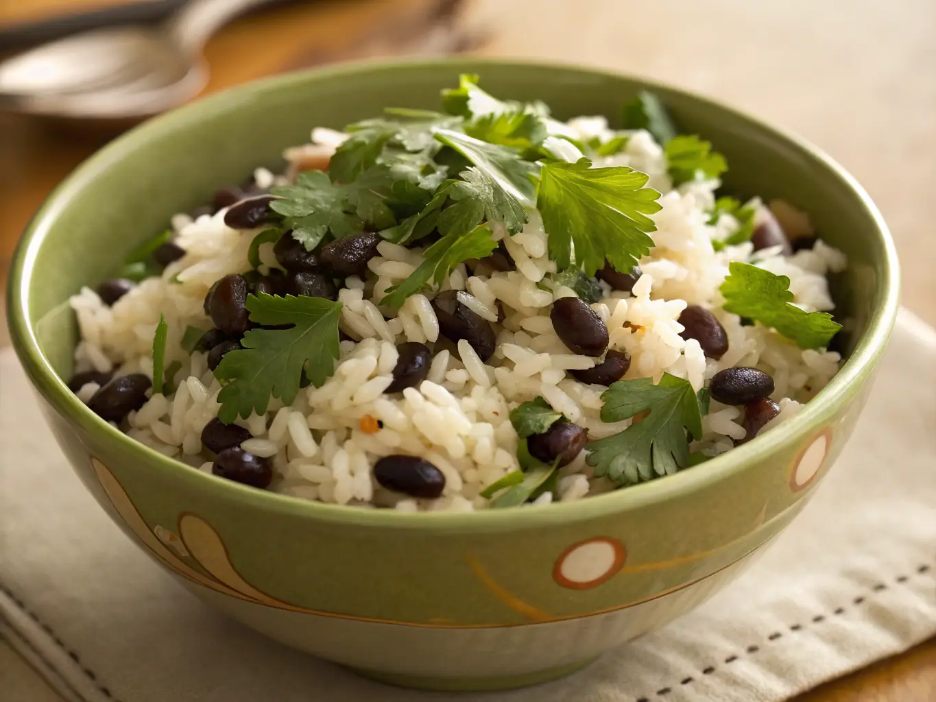 A vibrant bowl filled with grilled chicken, rice, black beans, corn salsa, pico de gallo, and a drizzle of cilantro-lime dressing, available for online customization and order from bar burrito.